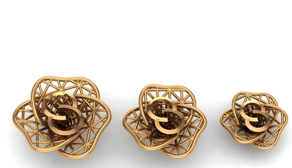 Jewelry three gold plated rings 3D print model_33