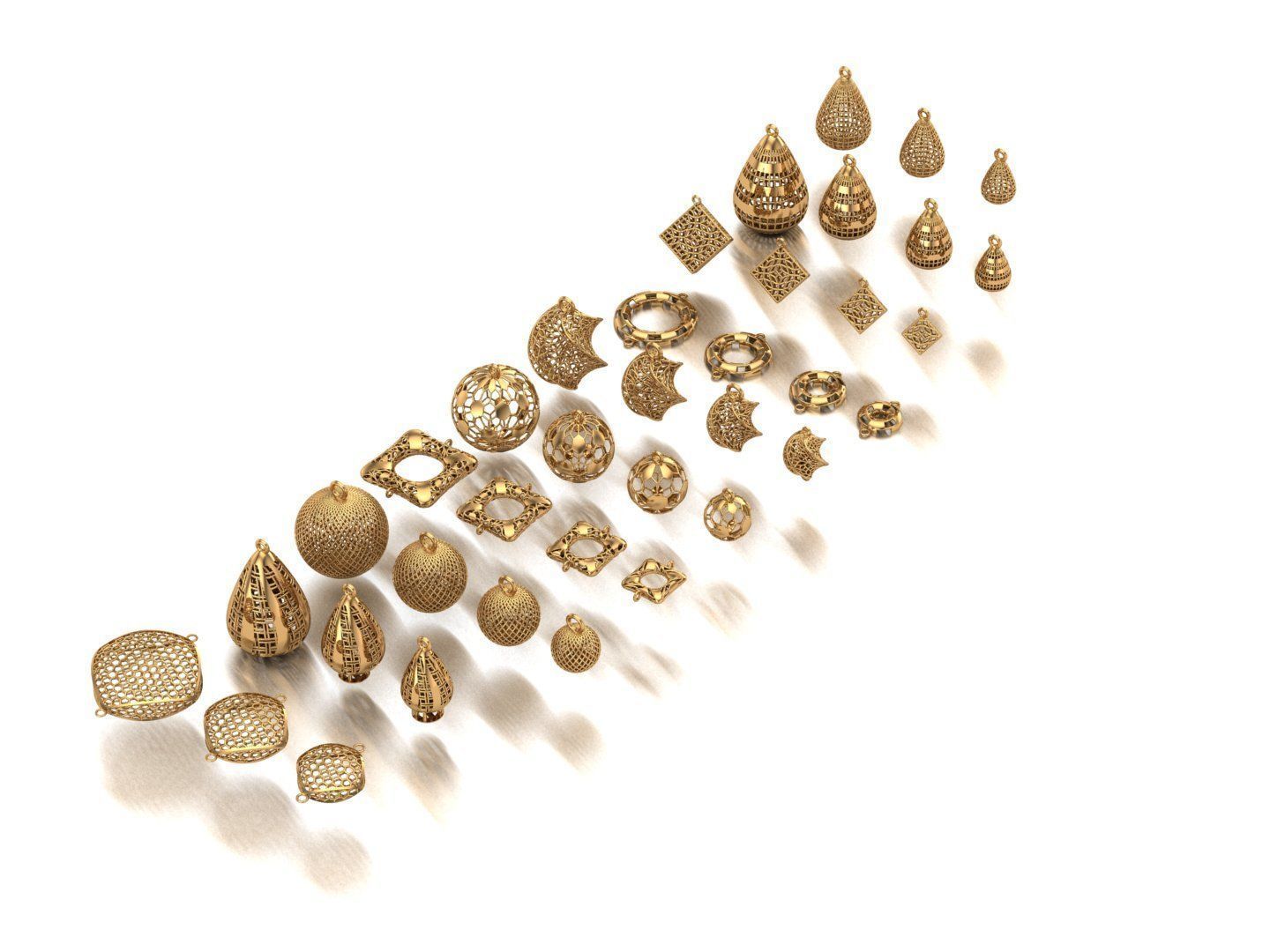 Jewelry three gold plated rings 3D print model_47