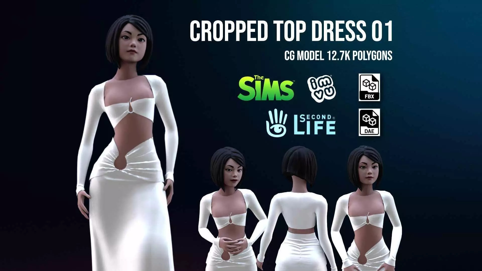 Cropped Top Dress Low-poly 3D model