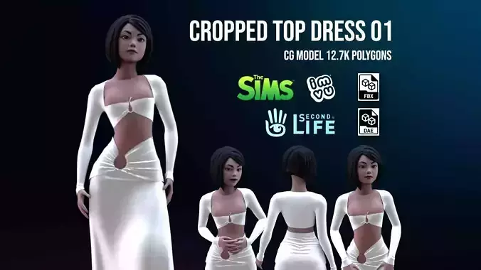 Cropped Top Dress Low-poly 3D model