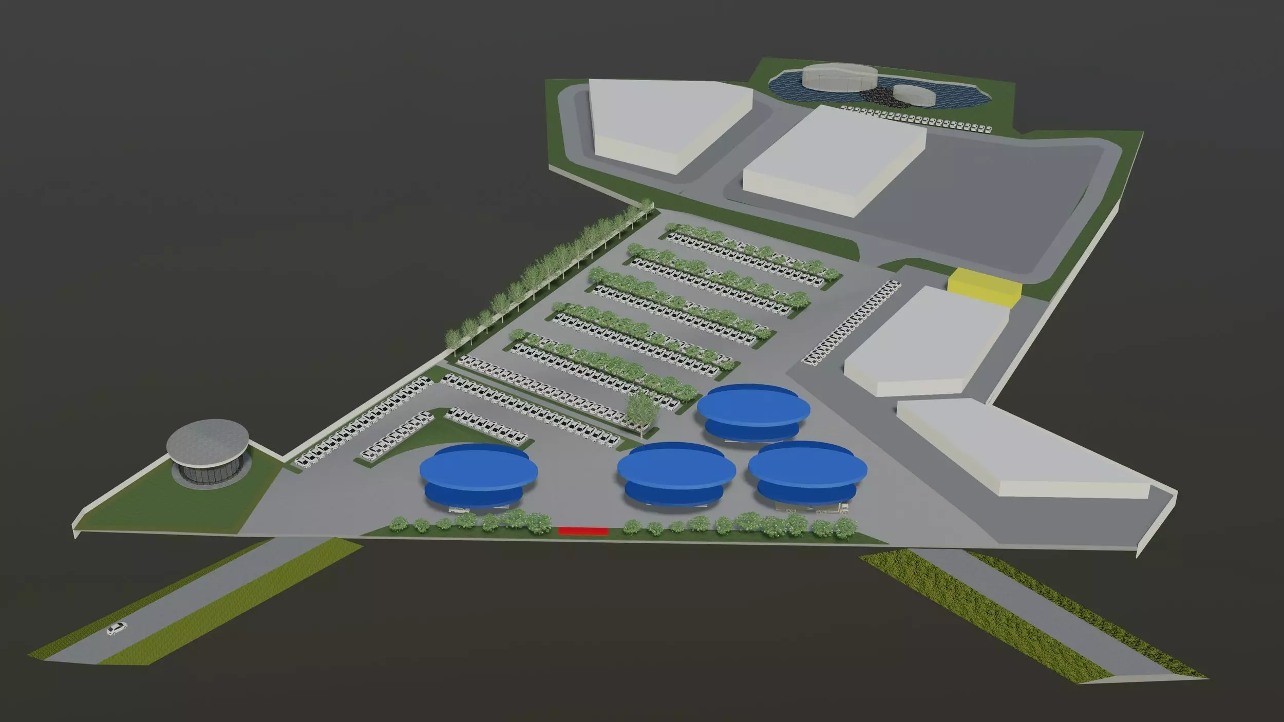 Gas station layout in concept 3D model_0
