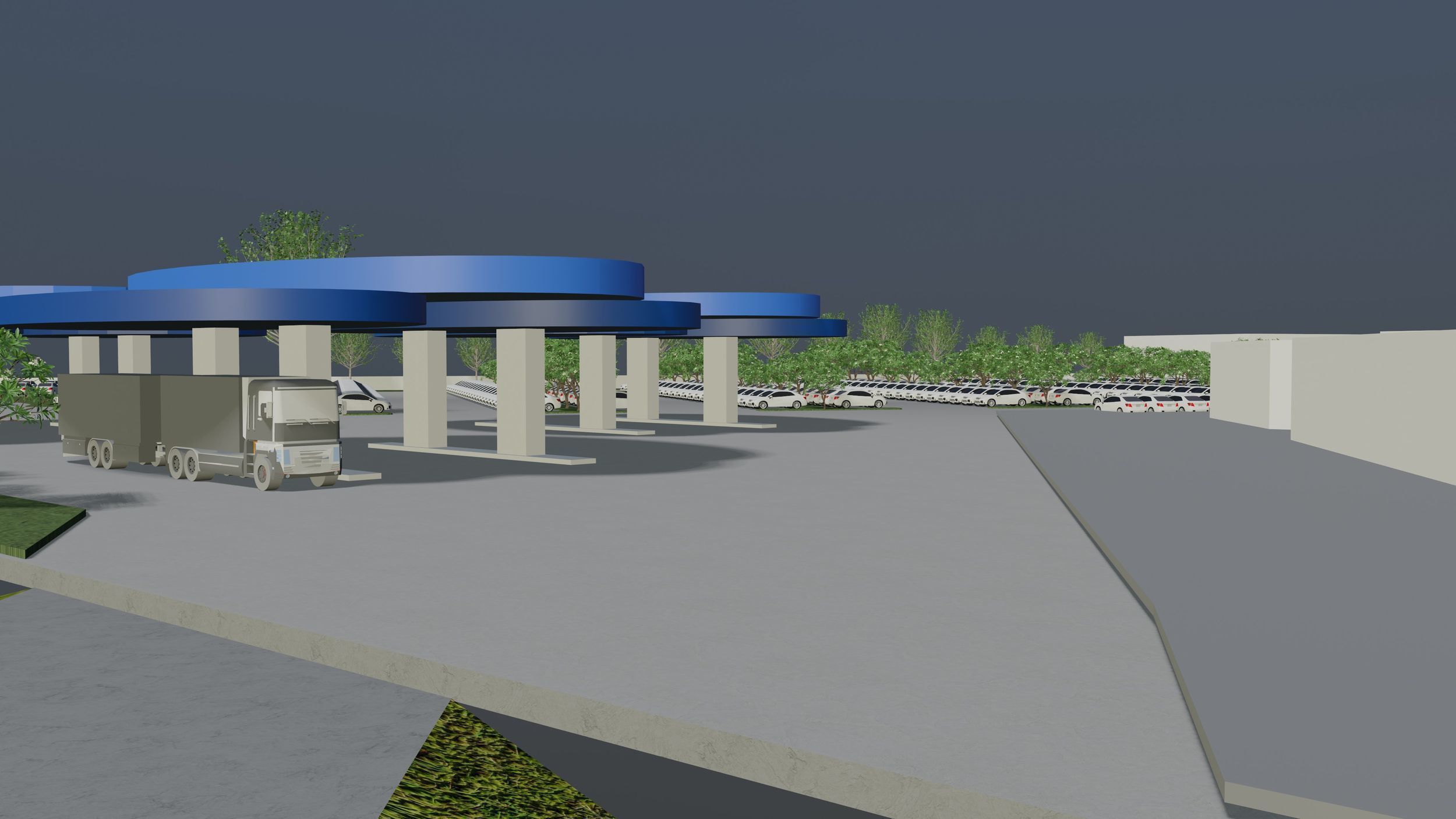 Gas station layout in concept 3D model_3