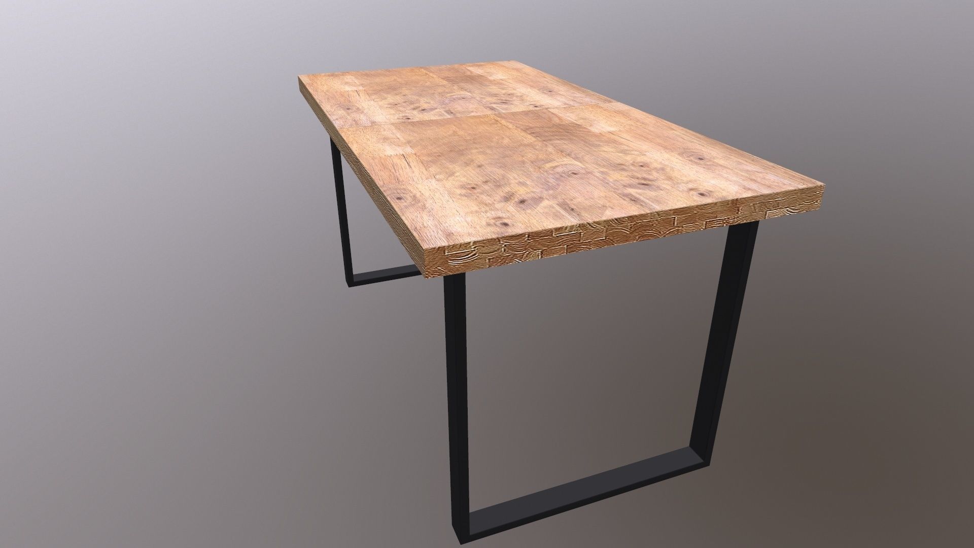 Table 3D Model wood and metal console 3D model_3