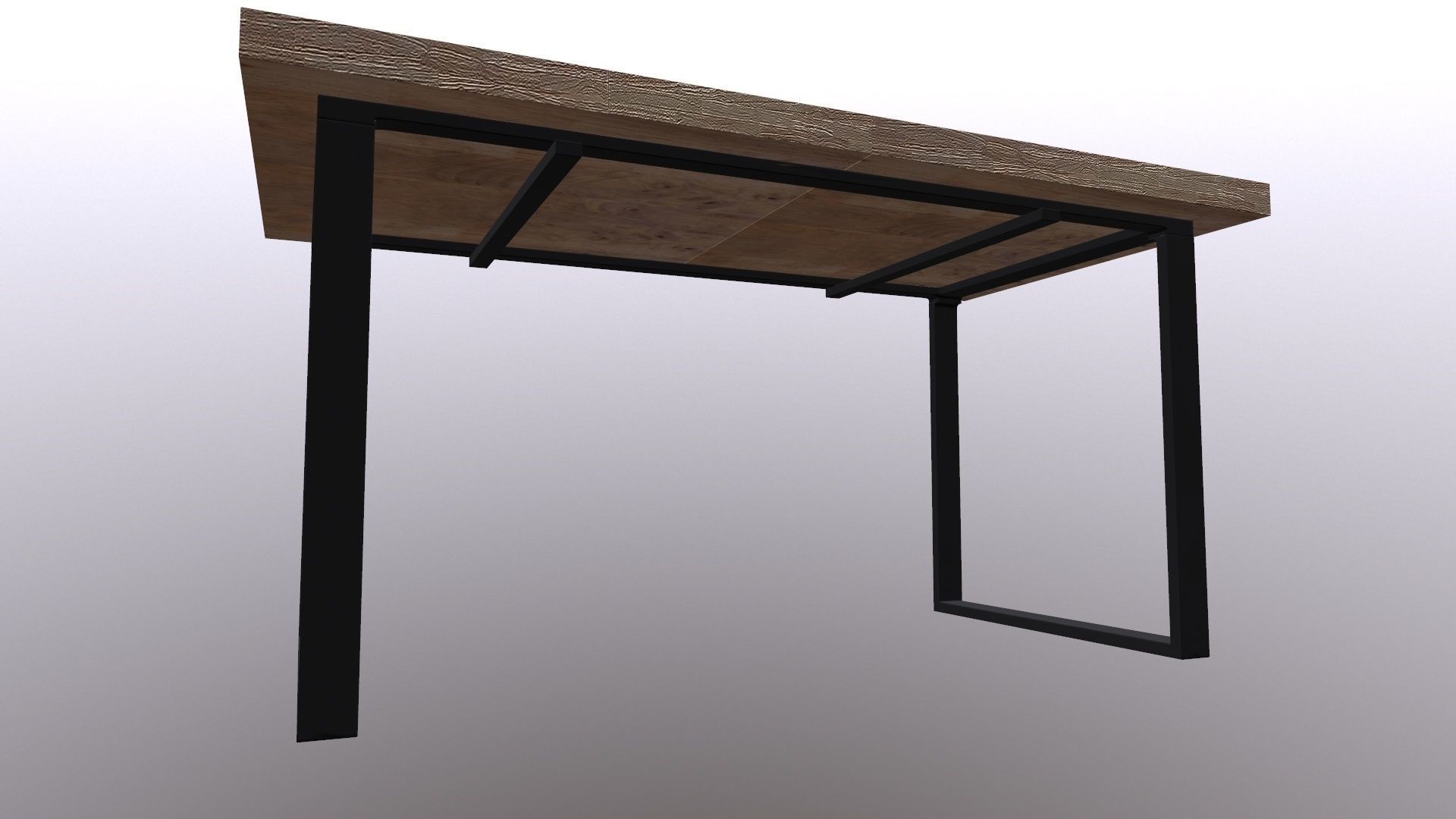 Table 3D Model wood and metal console 3D model_6