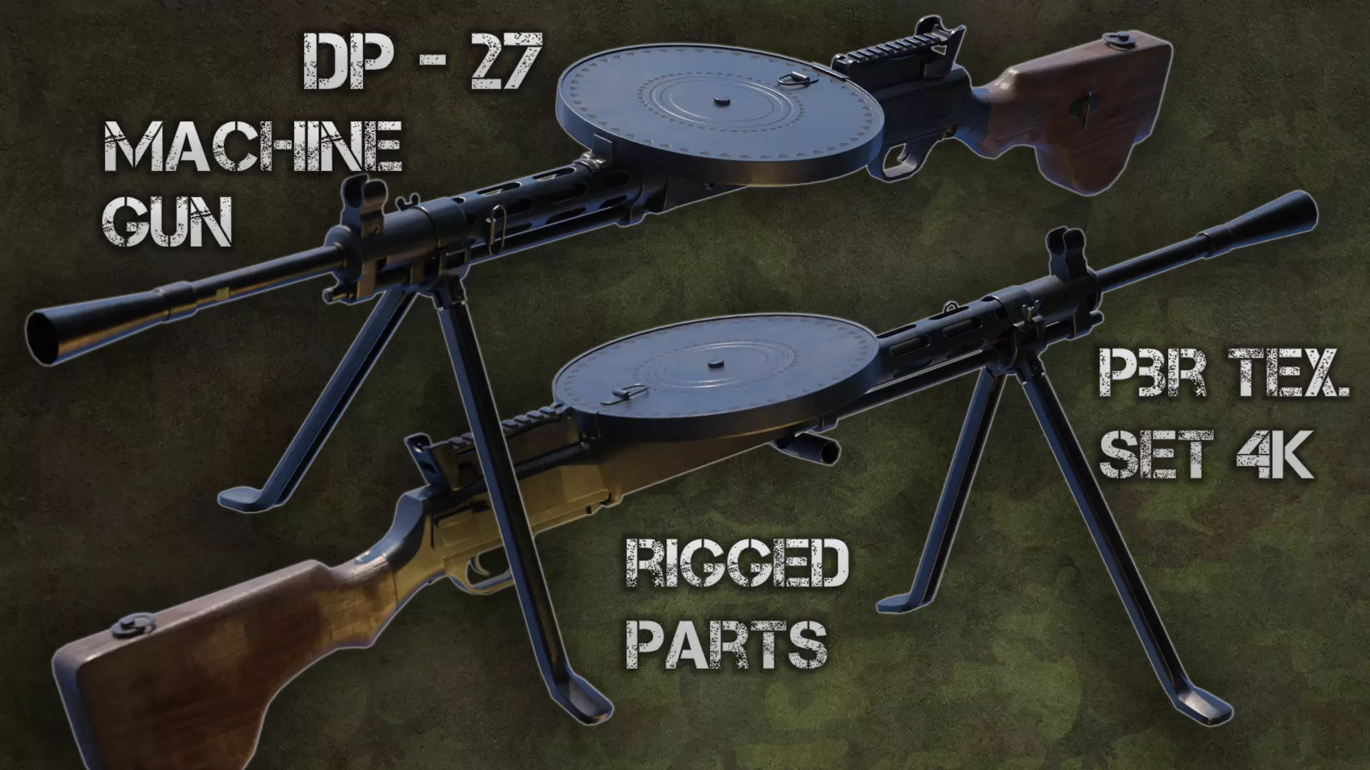 DP-27 Machine Gun Low-poly 3D model_0