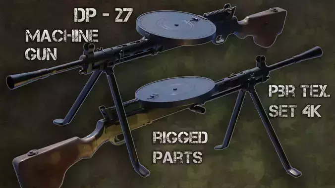 DP-27 Machine Gun Low-poly 3D model