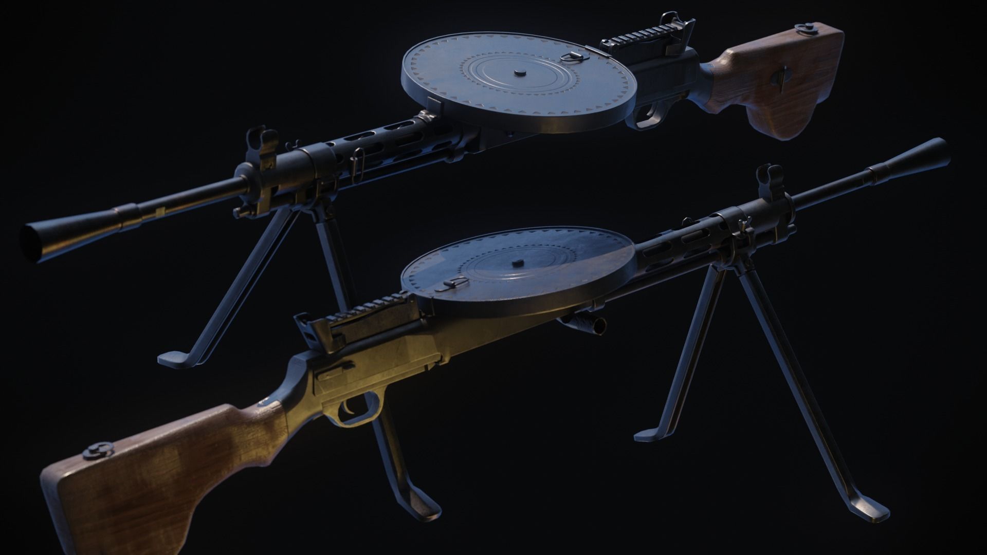 DP-27 Machine Gun Low-poly 3D model_1