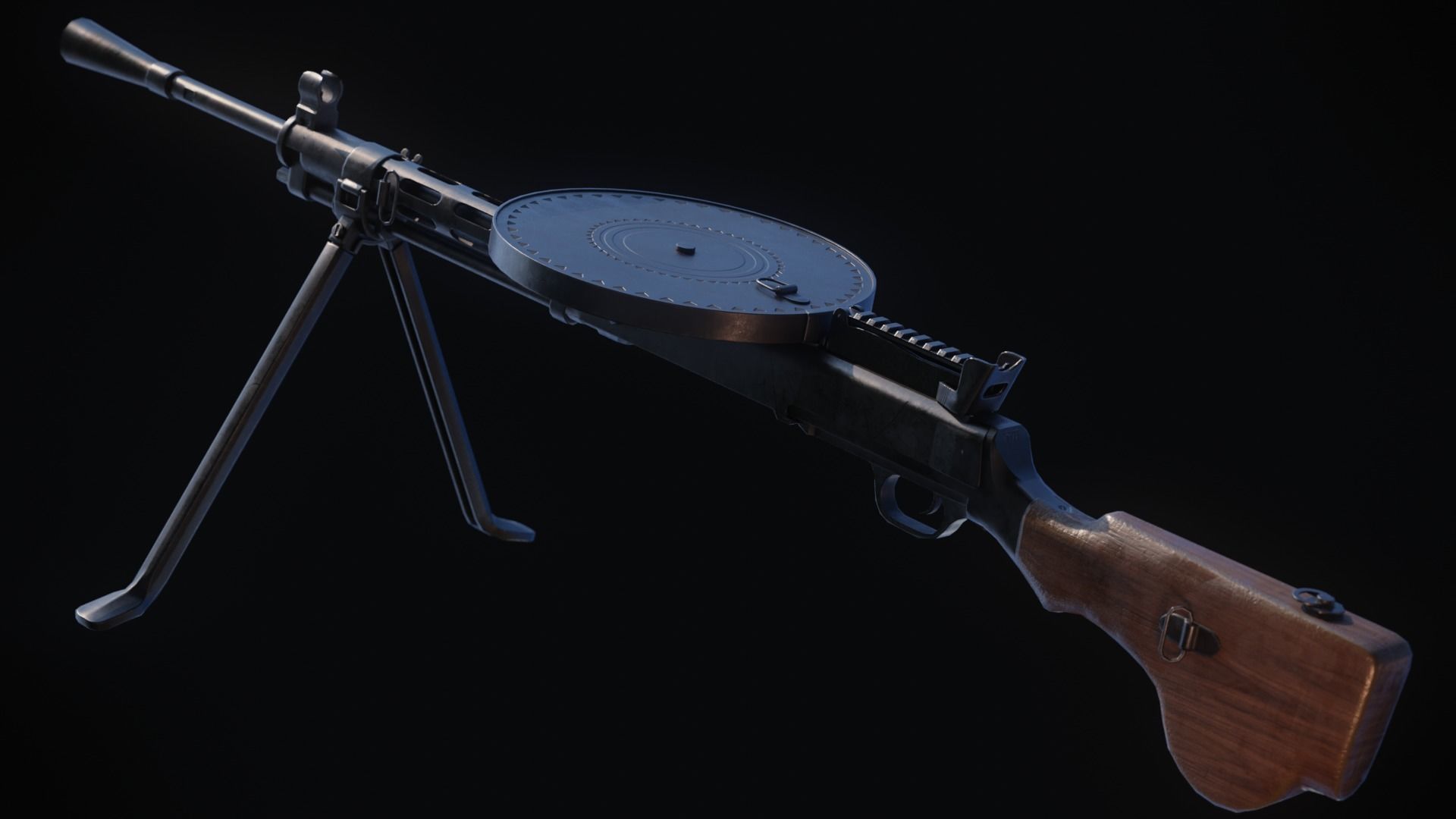 DP-27 Machine Gun Low-poly 3D model_2