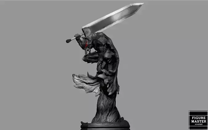 BERSERK GUTS ON EDGE FANTASY ANIME SWORD CHARACTER 3D print model