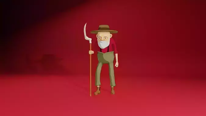 Character - Old man Low-poly 3D model
