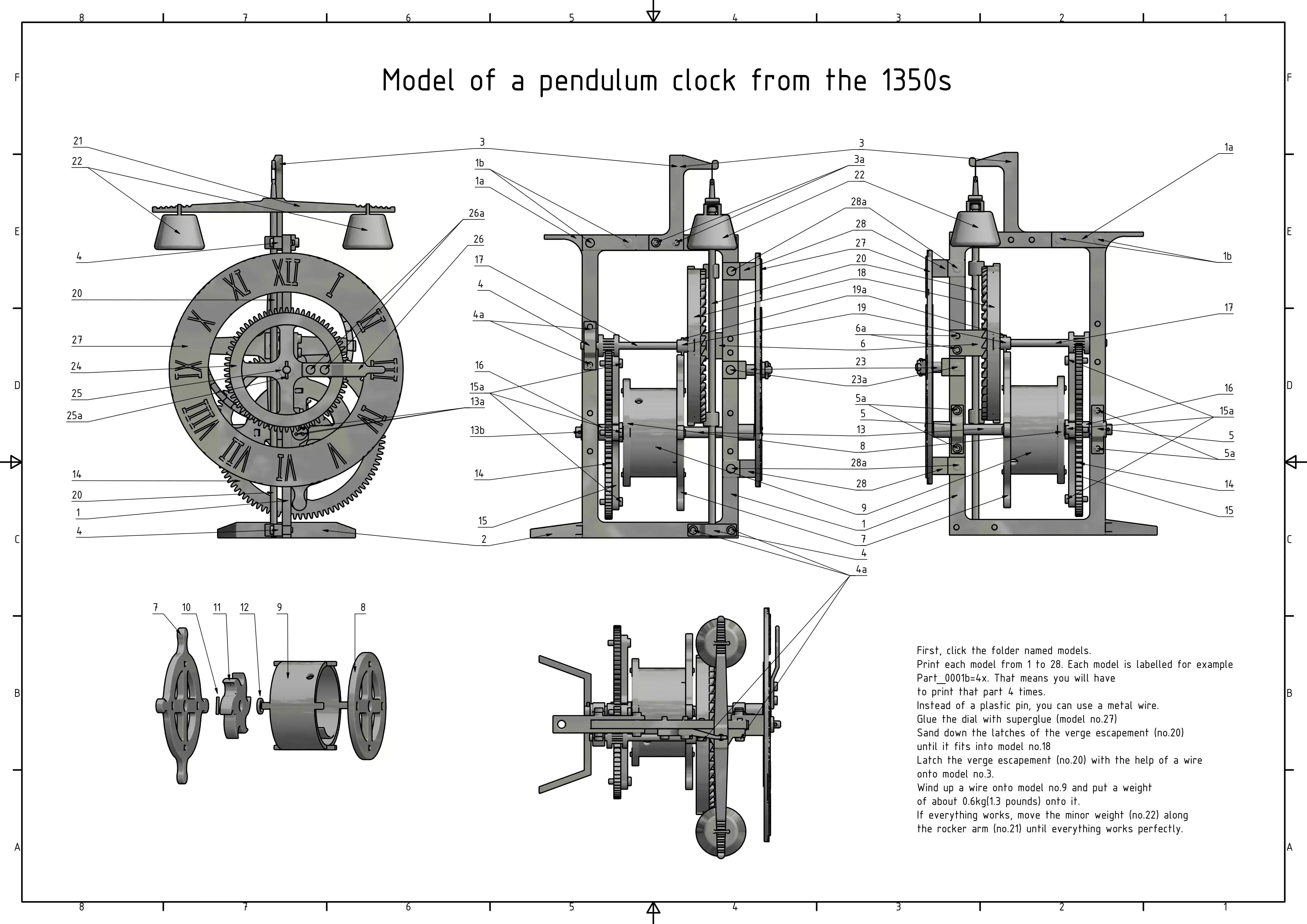 A Model of a 1350s Pendulum Clock 3D print model