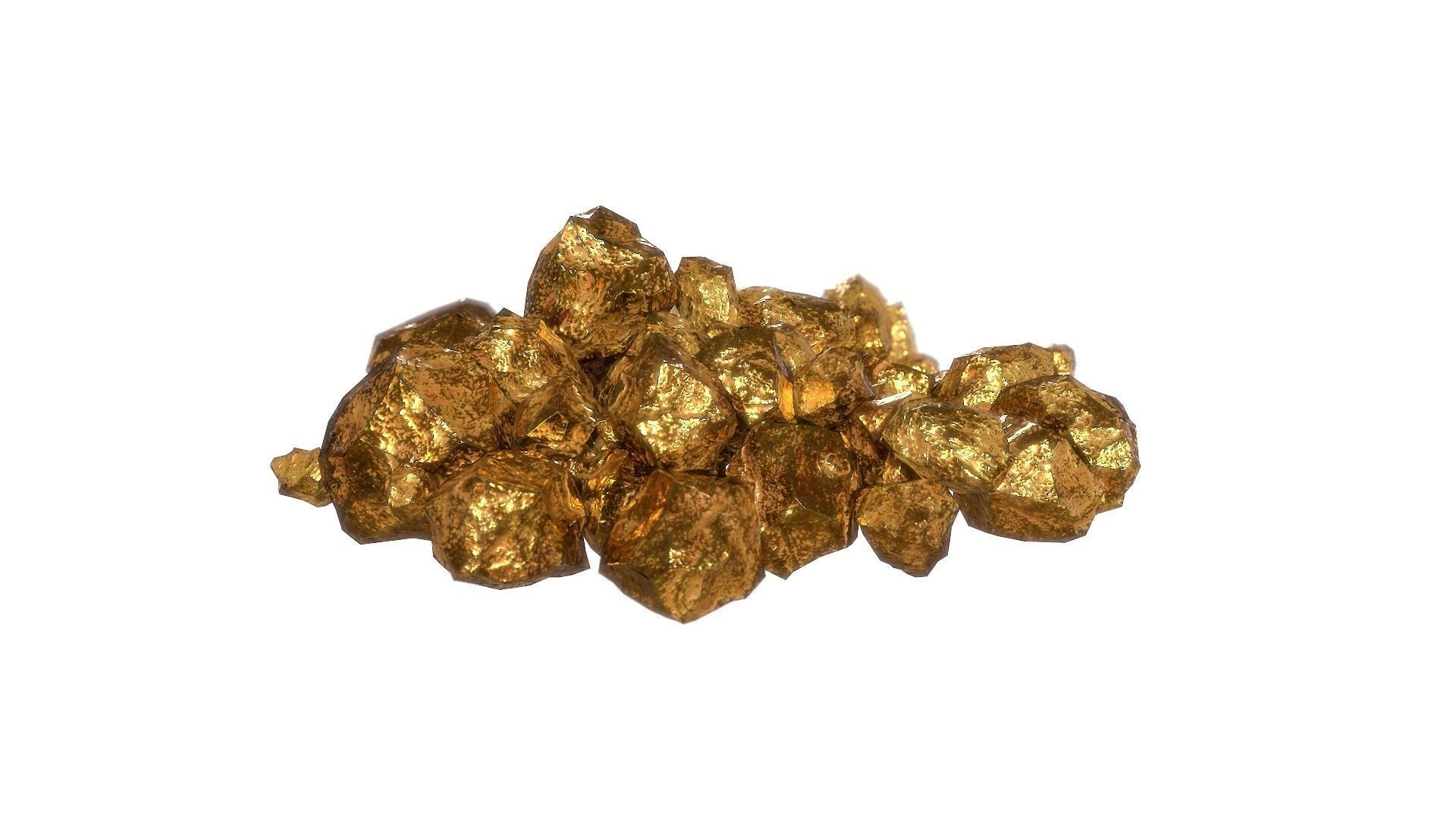 Golden Nugget PBR Low-poly 3D model_1