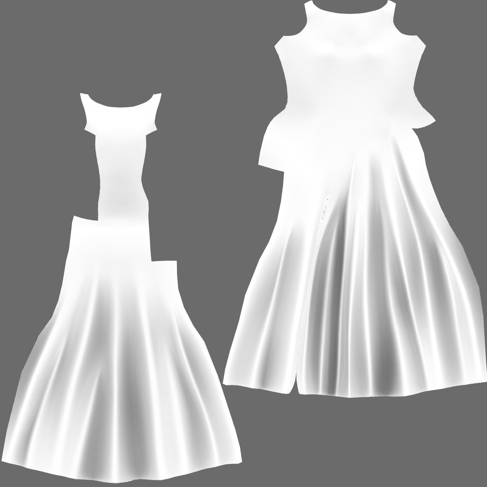 Female Front Slit Sleeveless Coral Evening Gown Low-poly 3D model_12