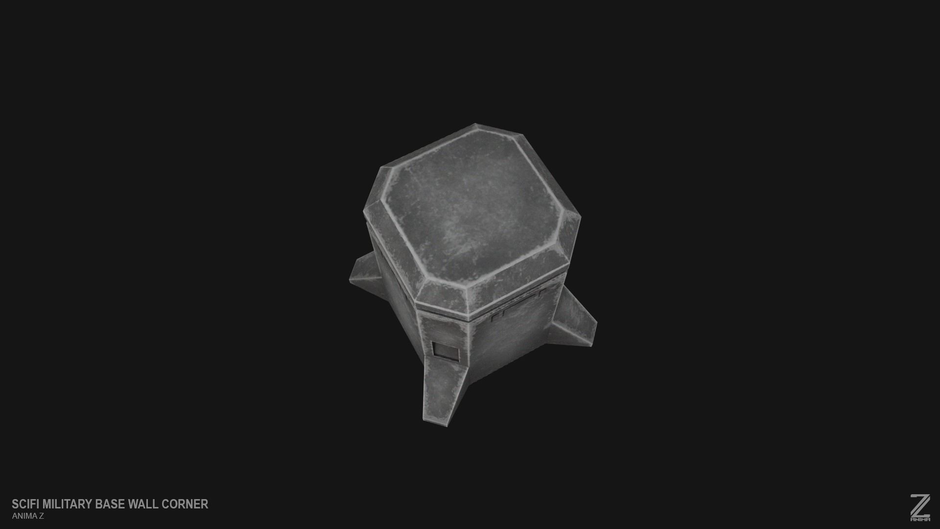 Scifi militarybase wall corner Low-poly 3D model_6