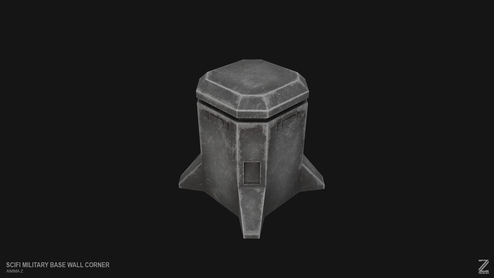 Scifi militarybase wall corner Low-poly 3D model_9