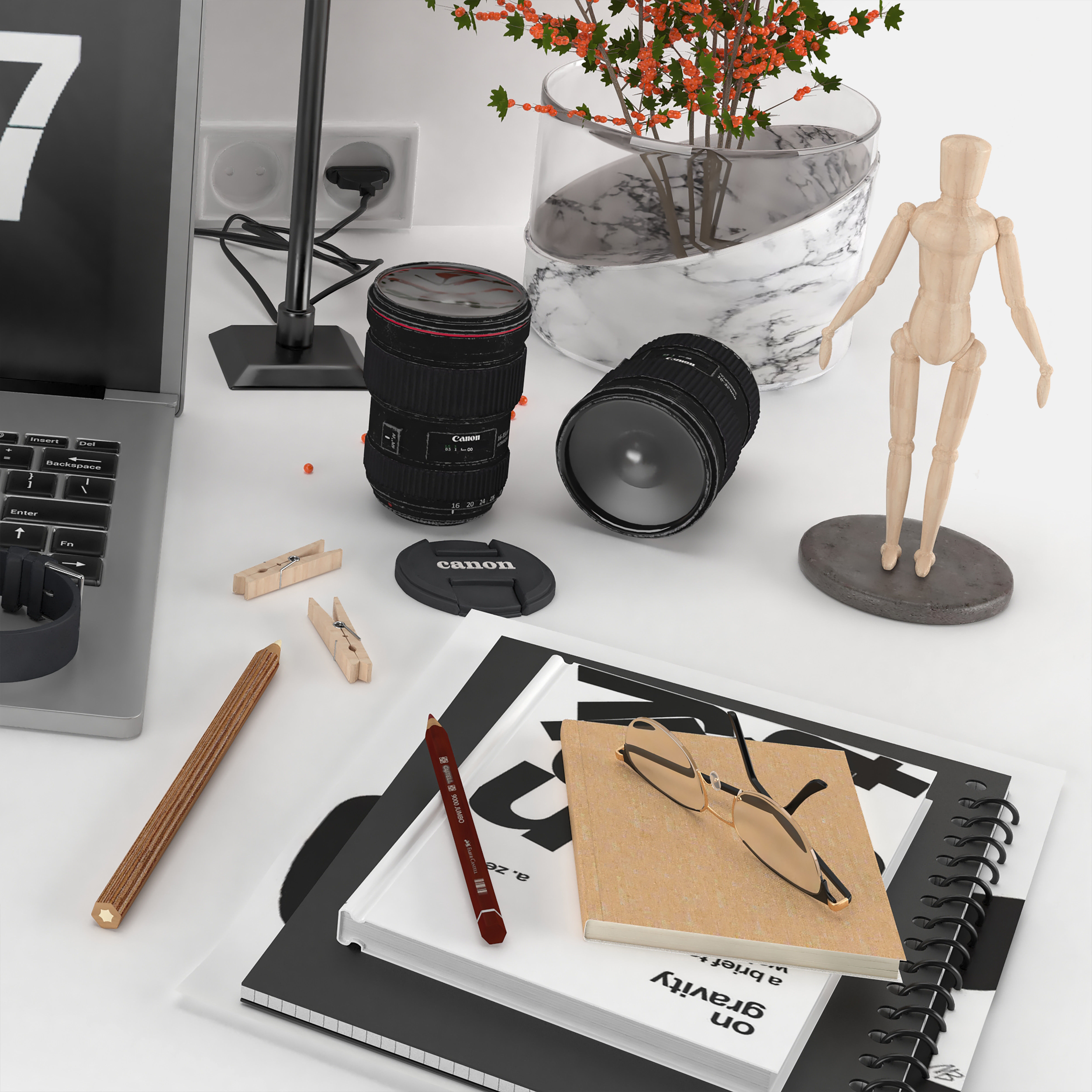 workplace decorative set - home office 3D model_3