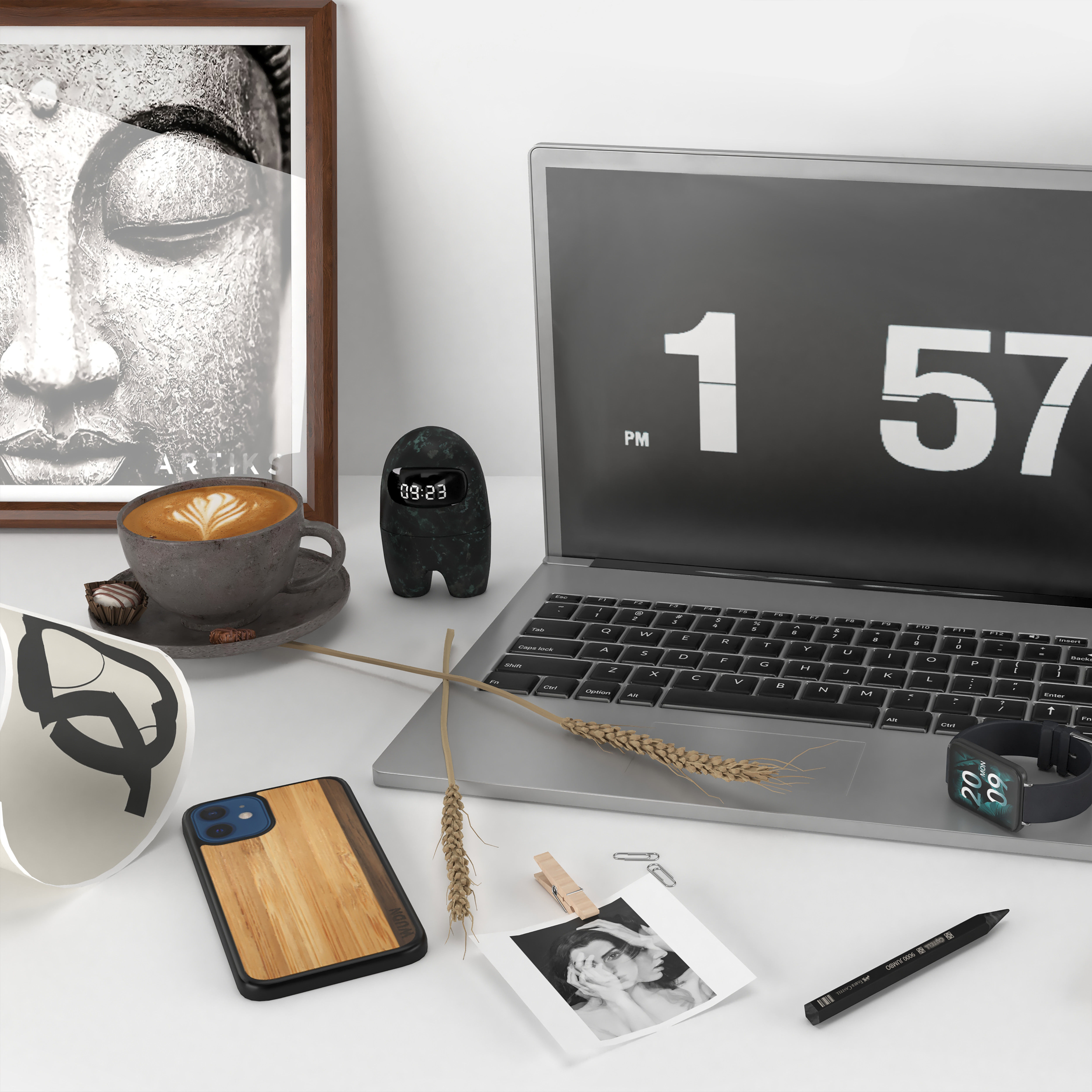 workplace decorative set - home office 3D model_2