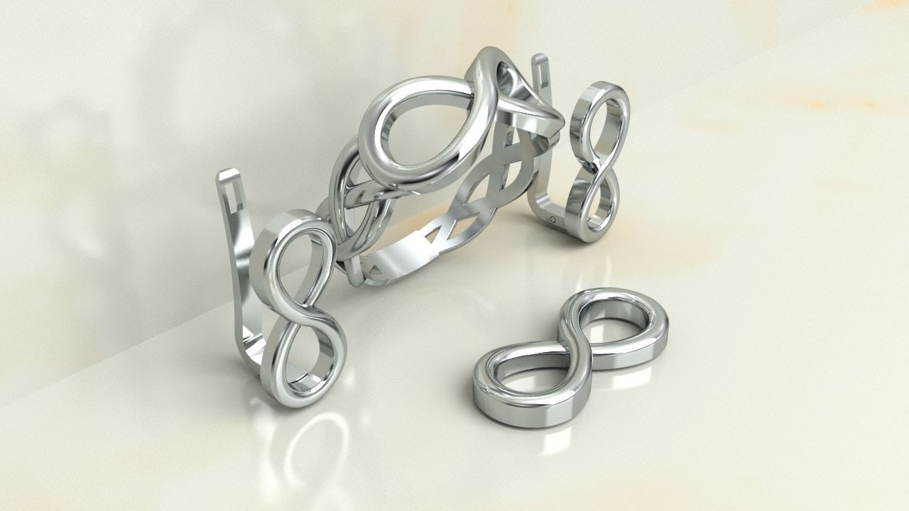 INFINITY SET PENDANT  EARING  RING 3D print model_4
