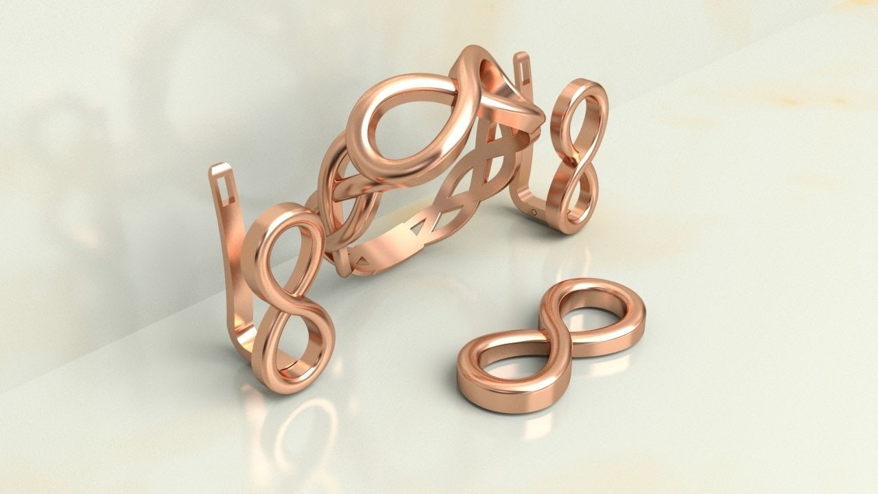 INFINITY SET PENDANT  EARING  RING 3D print model_5