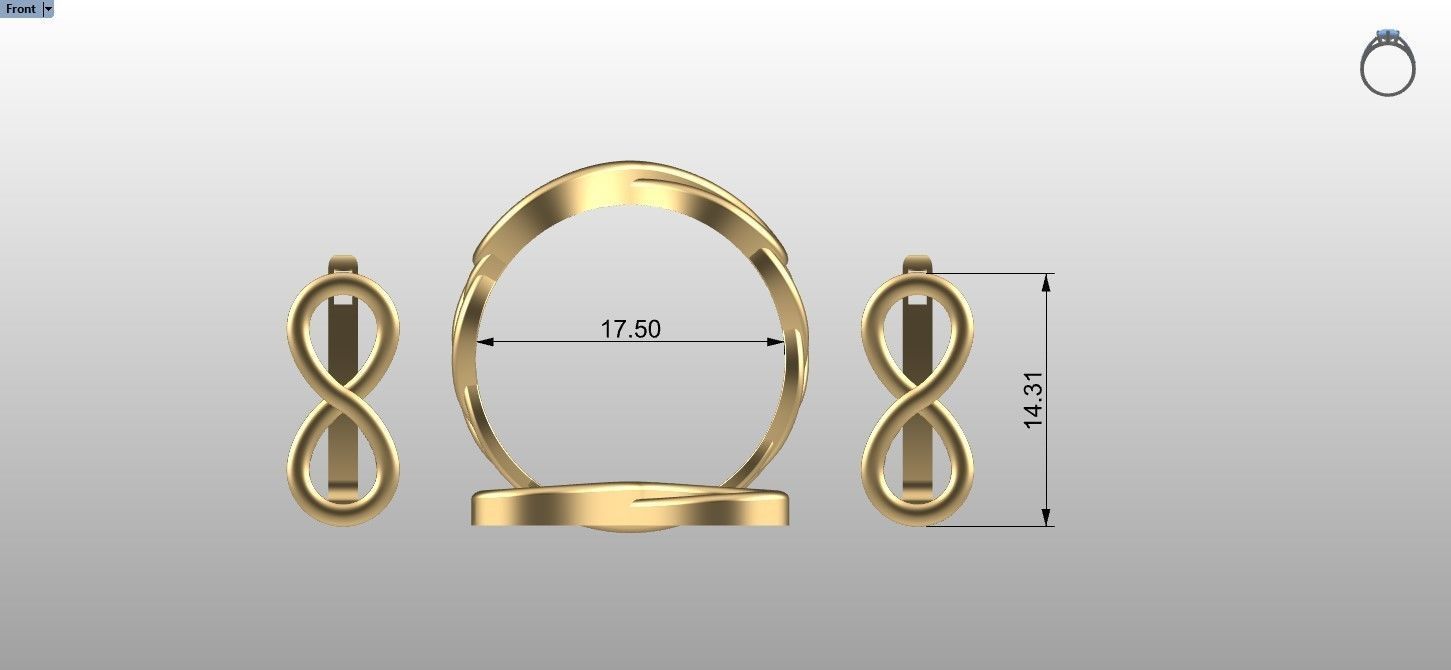 INFINITY SET PENDANT  EARING  RING 3D print model_7