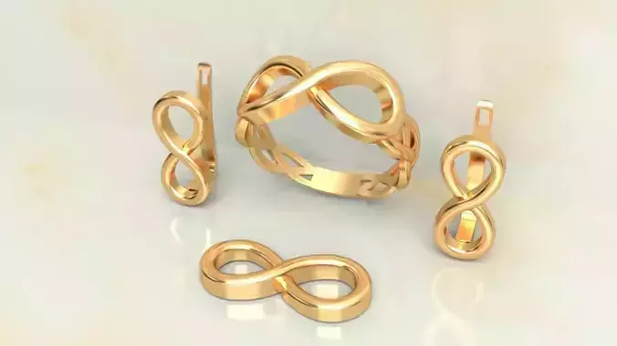 INFINITY SET PENDANT  EARING  RING