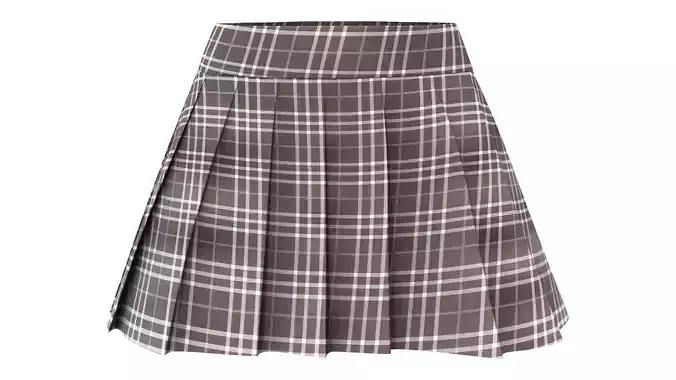 School Girl Plaid Pleated Skirt Low-poly 3D model