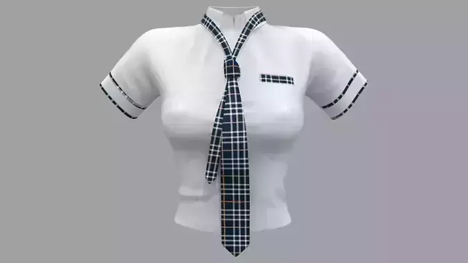 School Girl Short Sleeves Shirt Tie