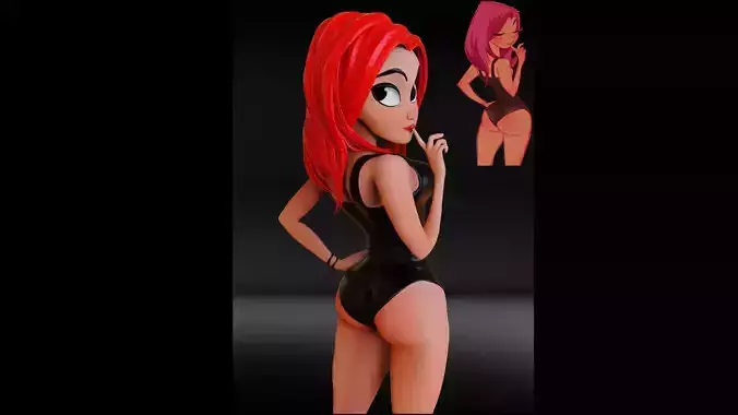 Pinup based on Shane Glines illustration Free 3D model