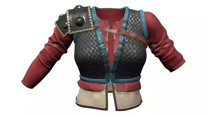 Medieval Warrior Top With Skin Leather Vest and Shoulder Guard