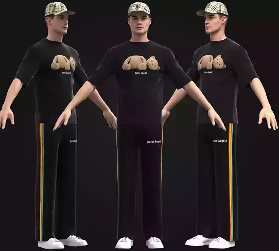 PALM ANGELS AND BURBERRY MODEL CLOTHES 3D