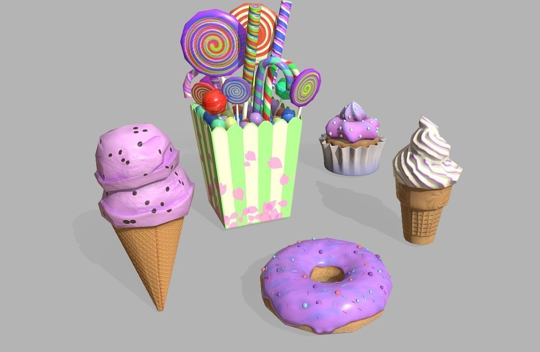 sweets pack Low-poly 3D model_4