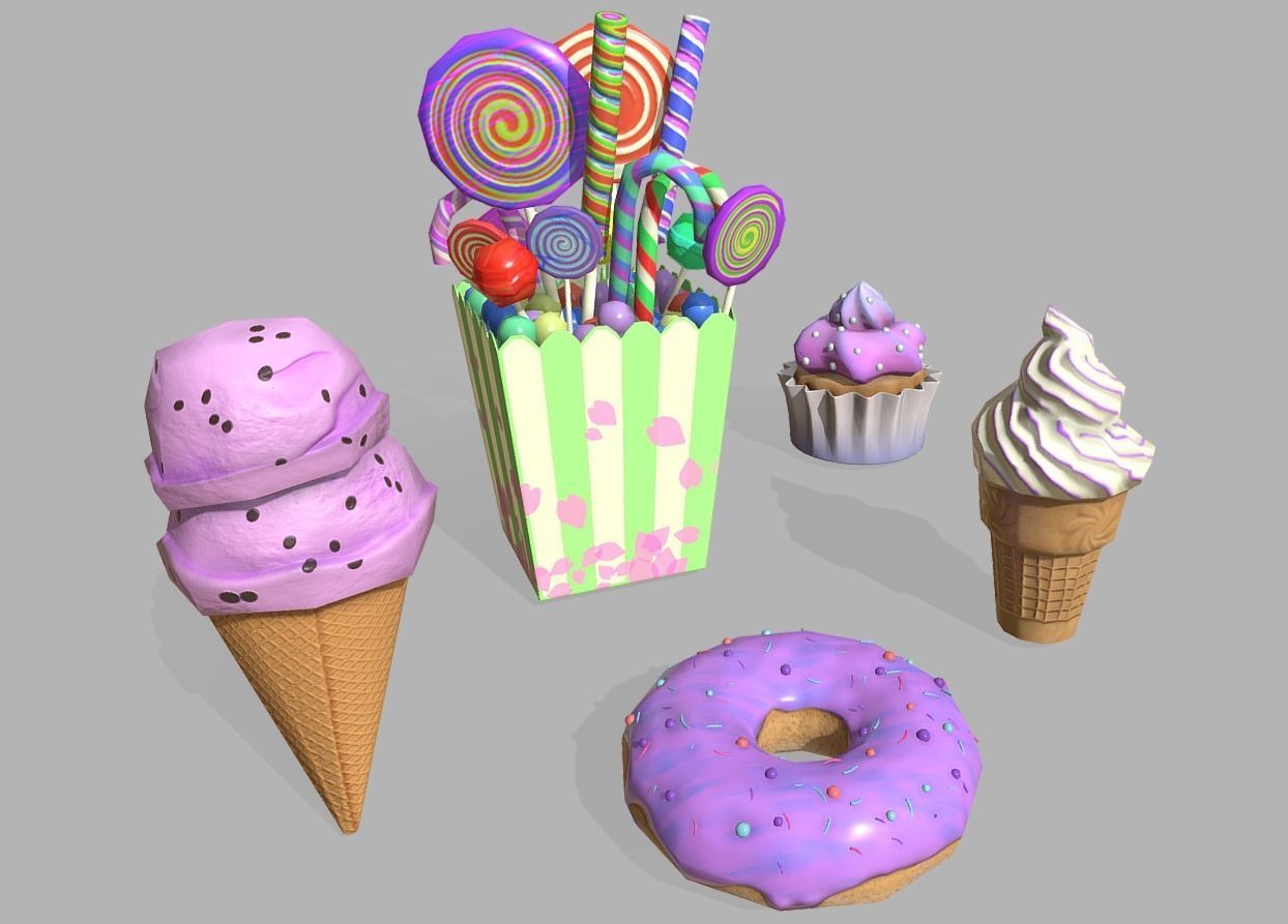 sweets pack Low-poly 3D model_3