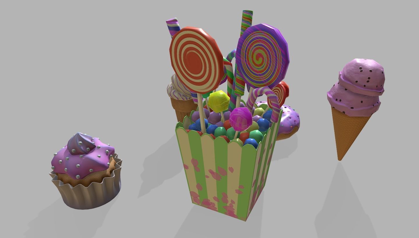 sweets pack Low-poly 3D model_2