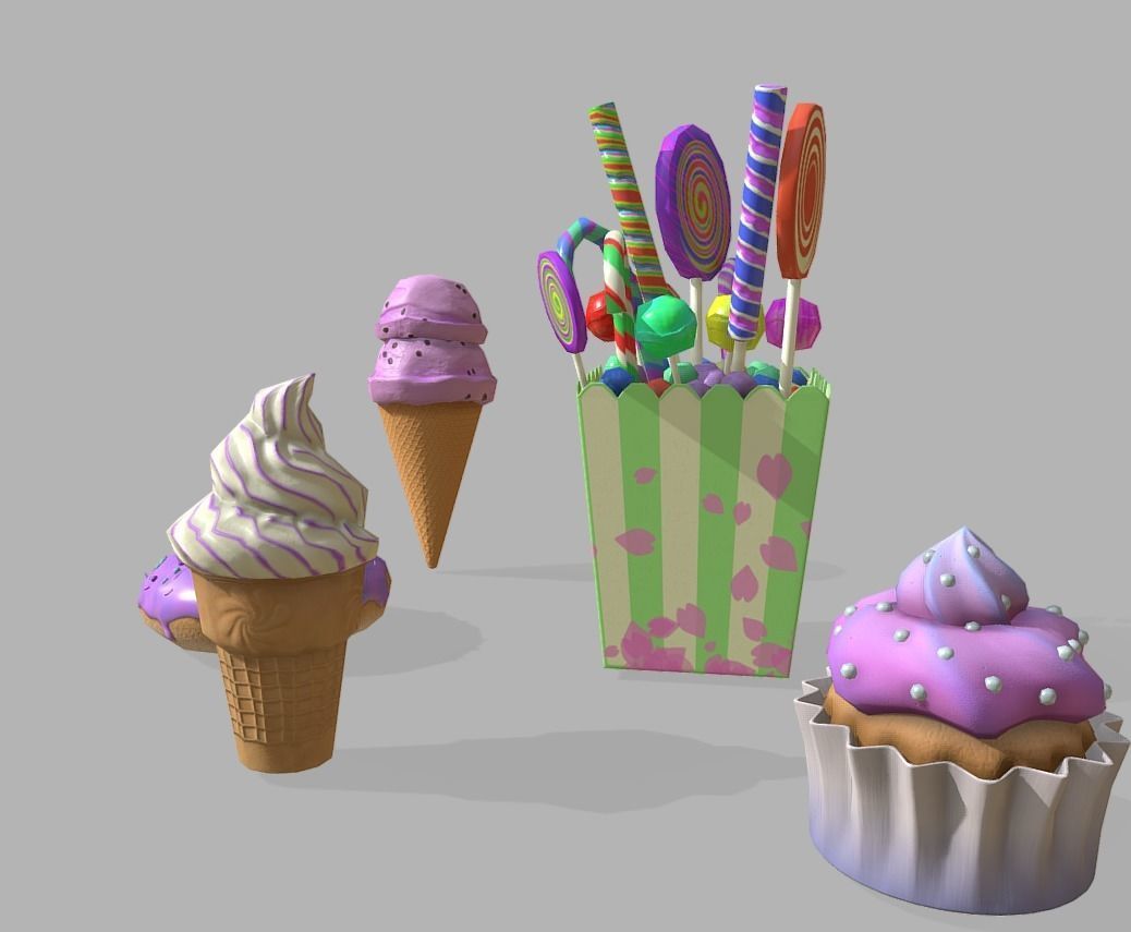 sweets pack Low-poly 3D model_1