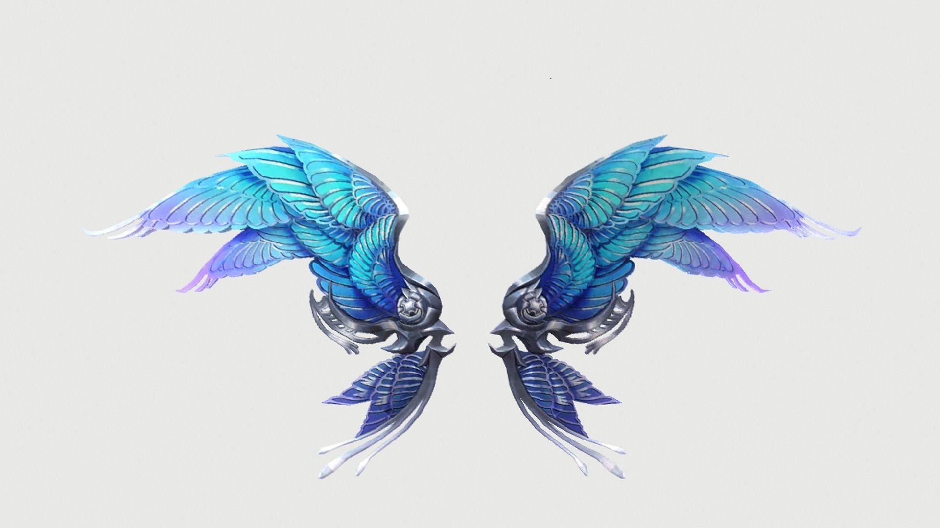 Futuristic Metal Wing Low-poly 3D model_3