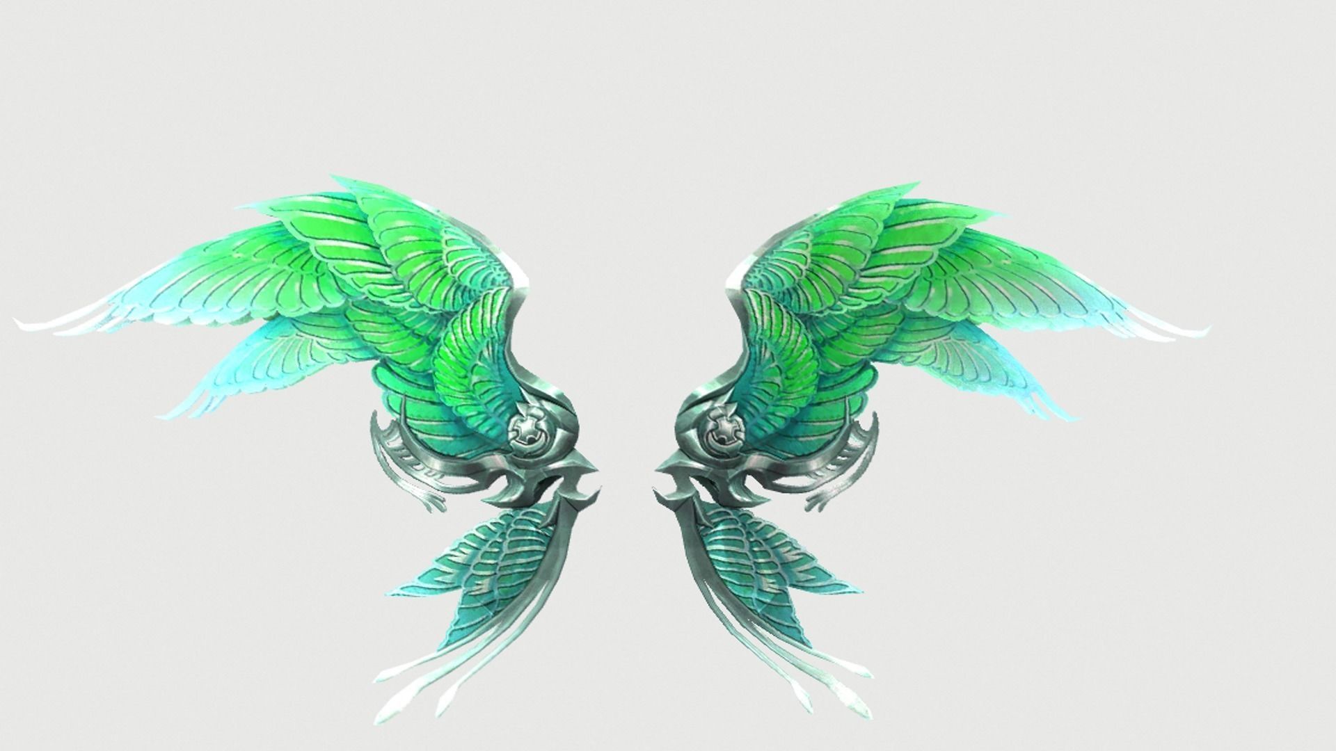 Futuristic Metal wing Low-poly 3D model_3