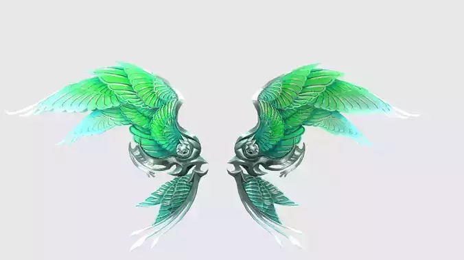 Futuristic Metal wing Low-poly 3D model