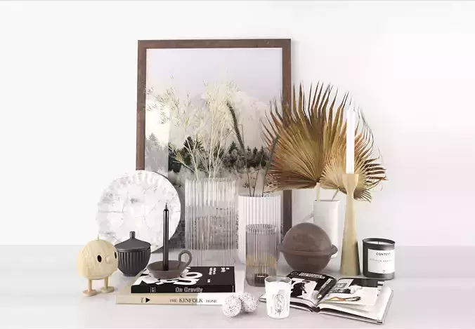 decorative set with dried flowers