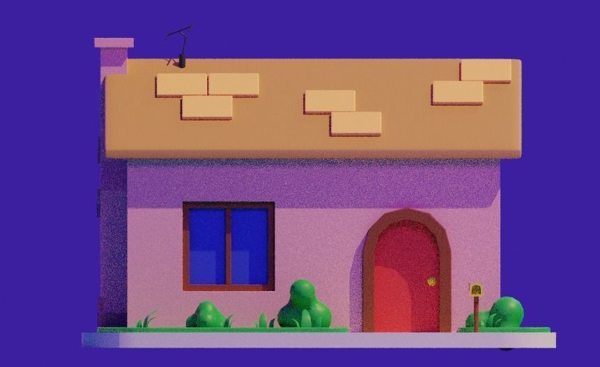 Cartoon house Low-poly 3D model_2