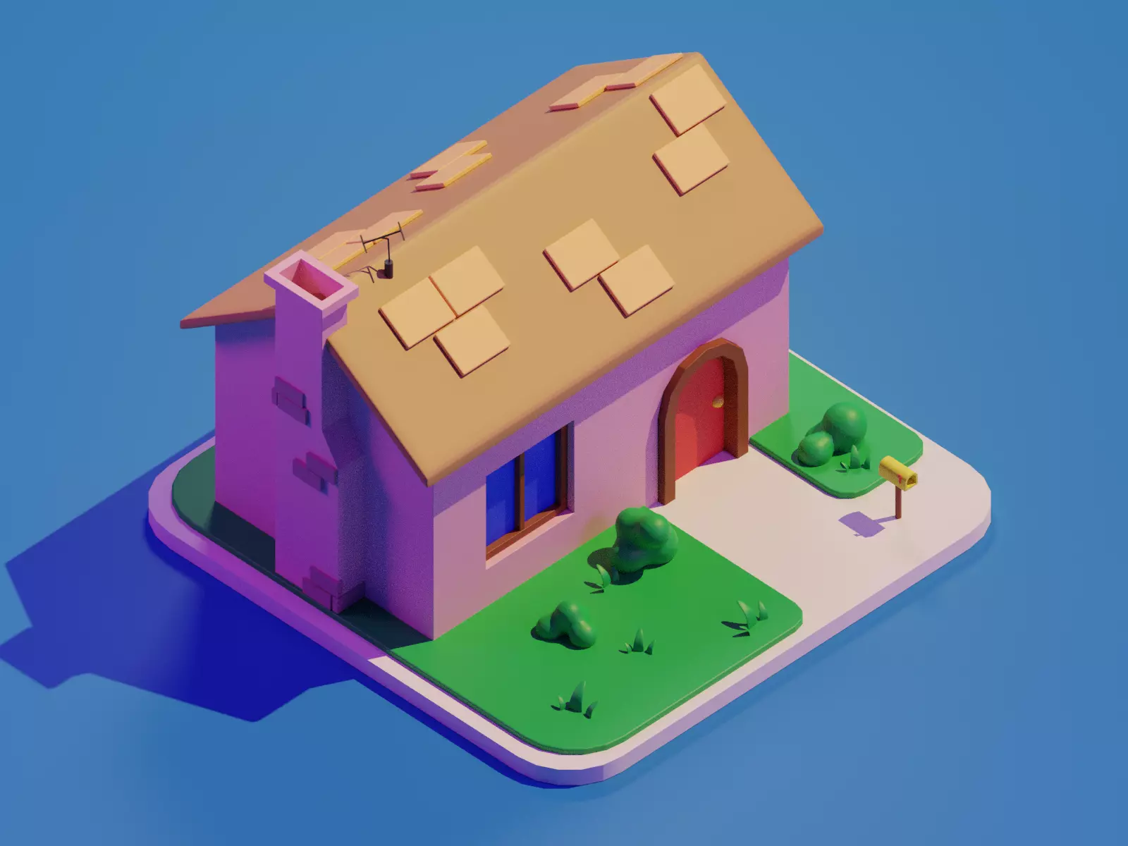 Cartoon house Low-poly 3D model_0