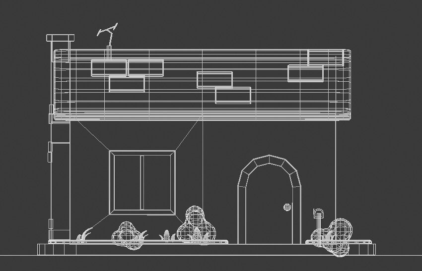 Cartoon house Low-poly 3D model_4