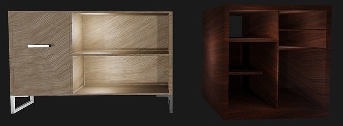 Wooden Furniture Low-poly 3D model