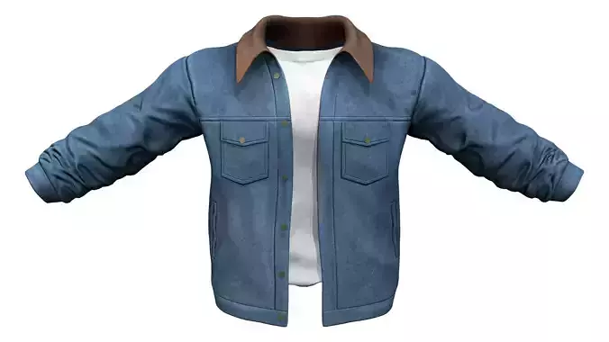 Mens Open Front Denim Jacket With TShirt