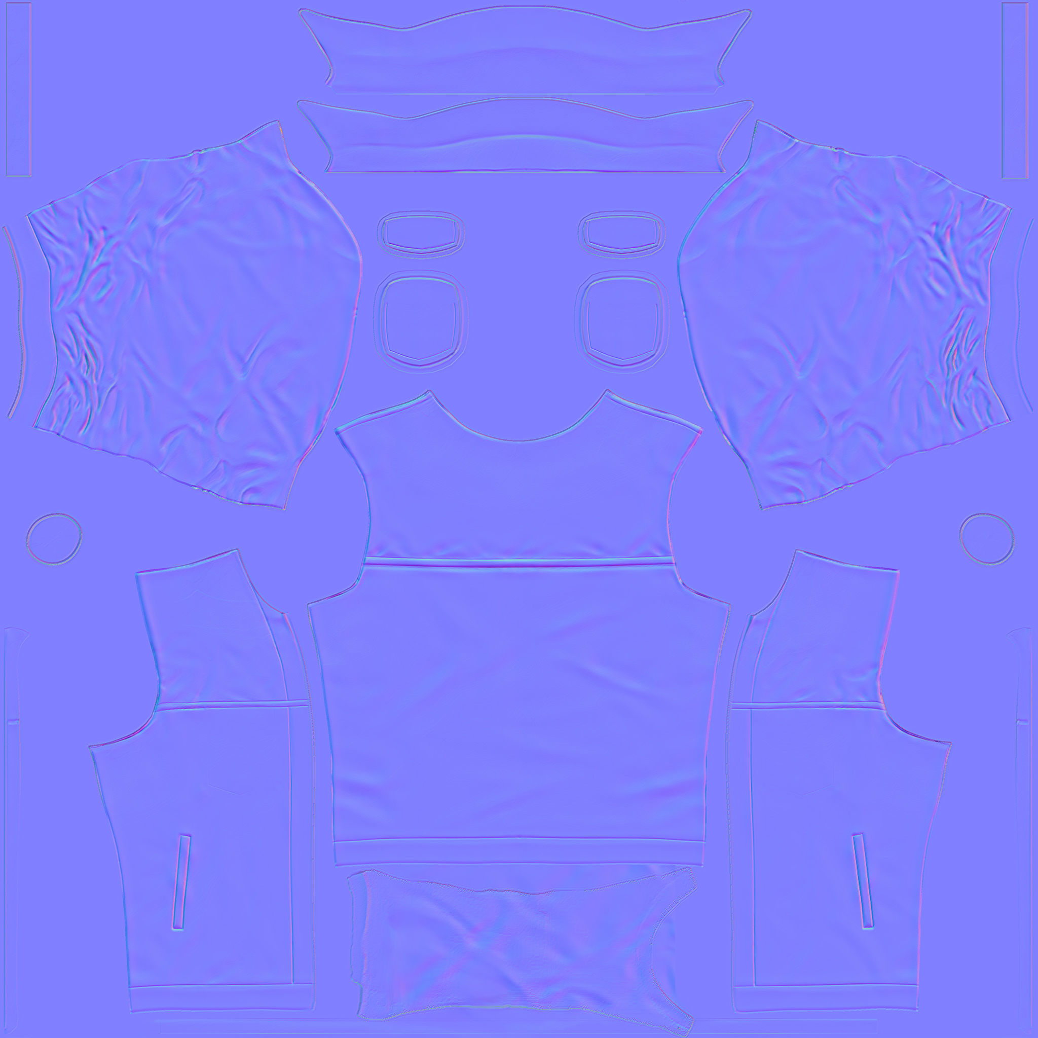 Mens Open Front Denim Jacket With TShirt Low-poly 3D model_9