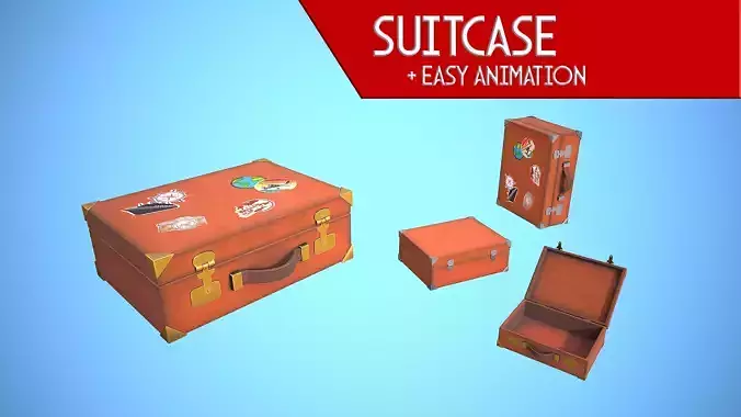 SUITCASE TRAVEL ANIMATED CARTOON STYLIZED