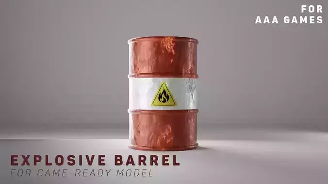 Explosive Barrel Game-Ready for AAA games Low-poly 3D model