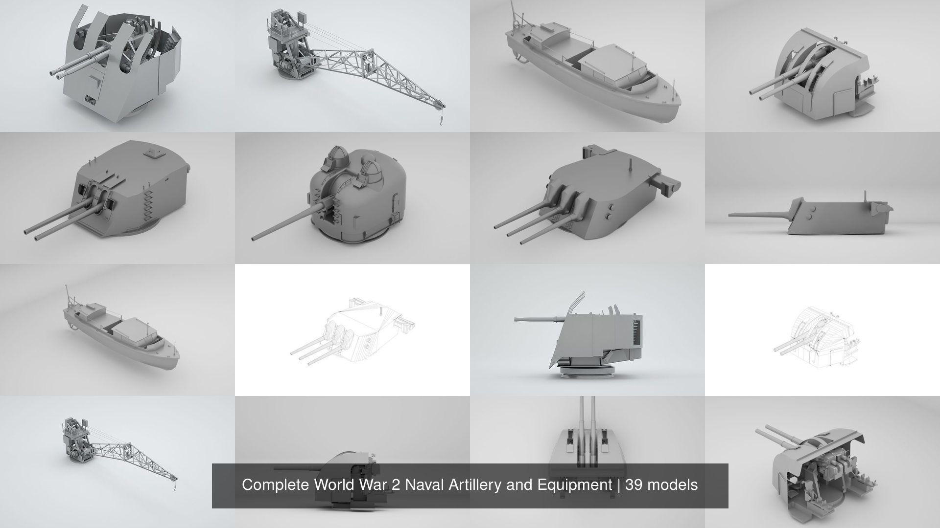 Complete World War 2 Naval Artillery and Equipment 3D Model Collection_8