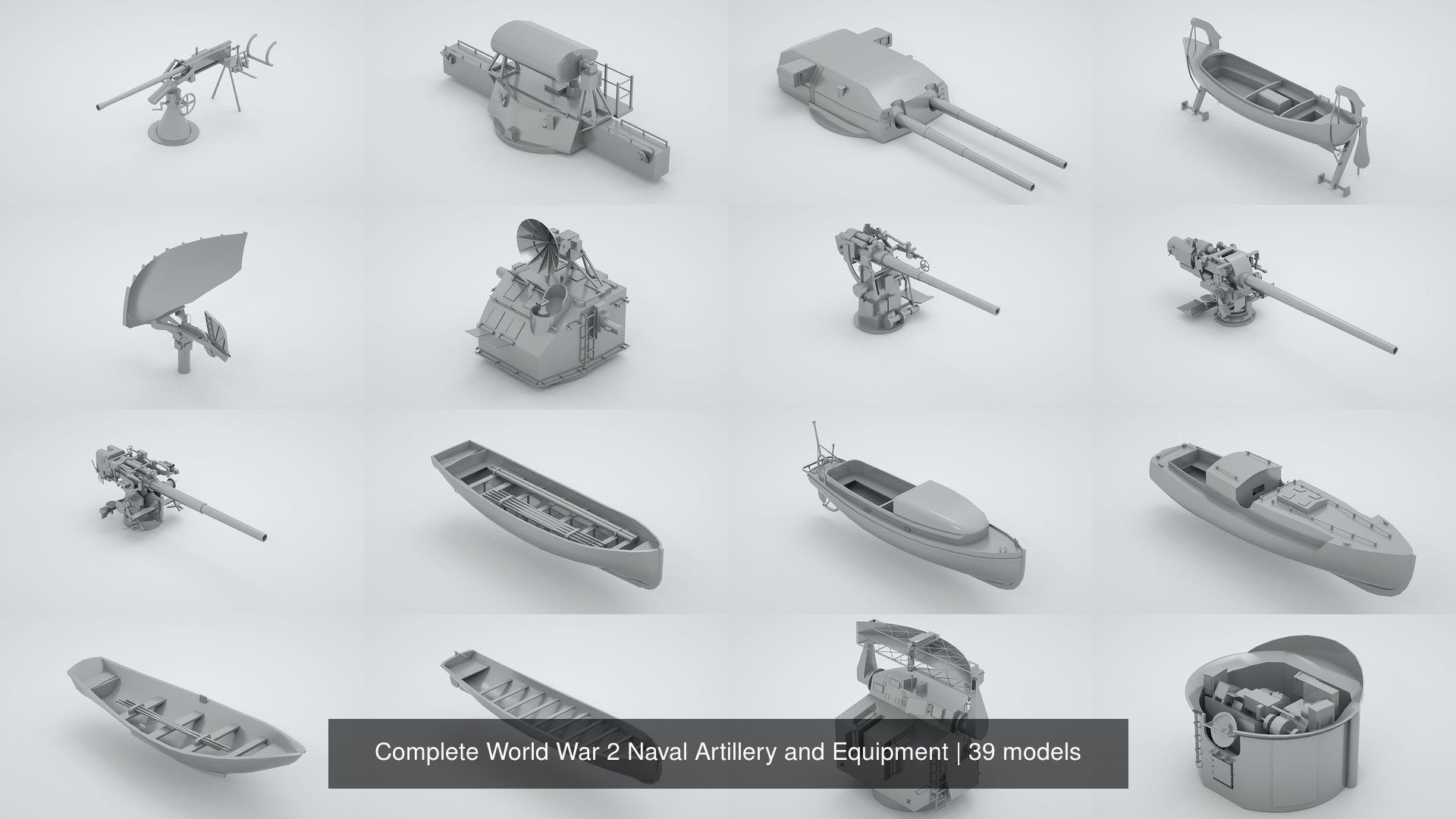 Complete World War 2 Naval Artillery and Equipment 3D Model Collection_1