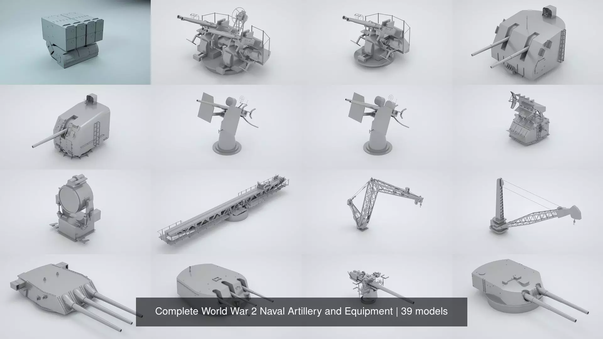 Complete World War 2 Naval Artillery and Equipment 3D Model Collection_0