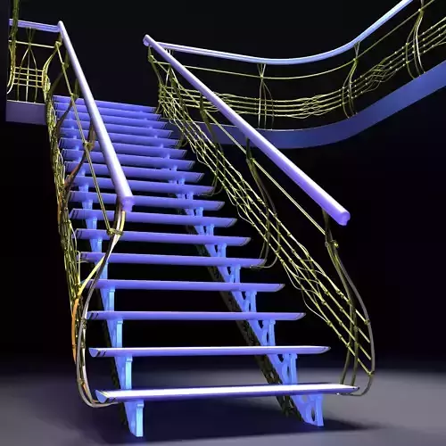 Ladder-gold stair railing - stair railing 3D model Ladder-gold stair railing - stair railing 3D model